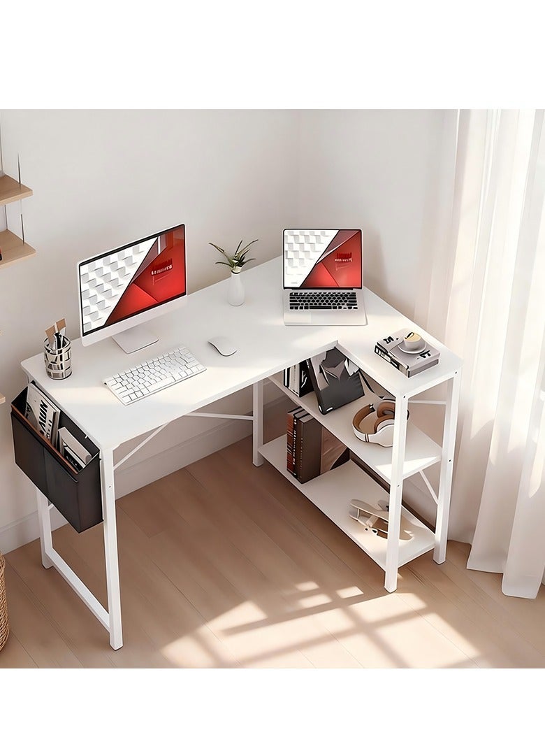 ZUIHAO L Shaped Computer Desk, L-Shaped Corner Desk with Reversible Storage Shelves for Home Office Workstation, Modern Simple Style Writing Desk Table with Storage Bag - Image 3